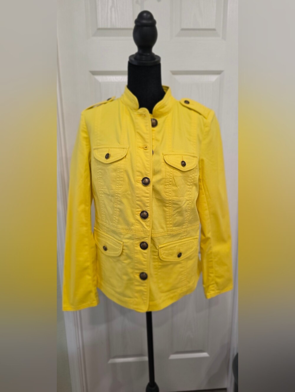 Talbots Piped Yellow Utility Jacket - Picture 4 of 8